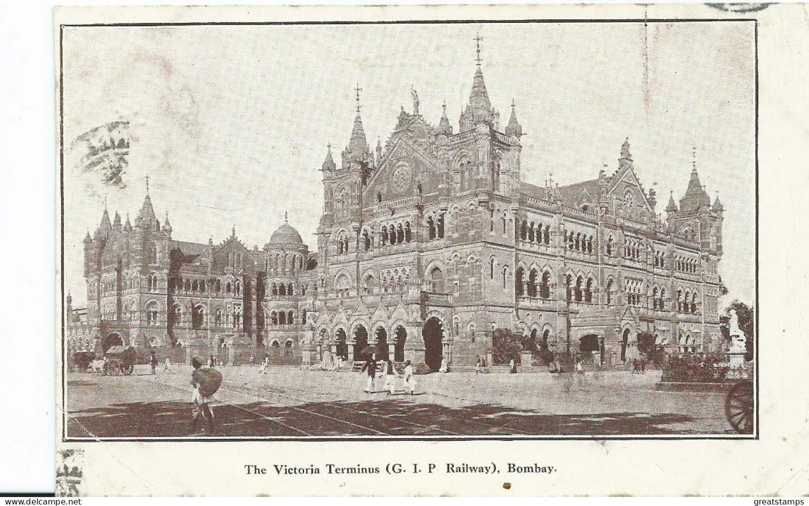 India   Postcard  Railway Victoria Terminus Bombay Posted 1915 - Stazioni Senza Treni