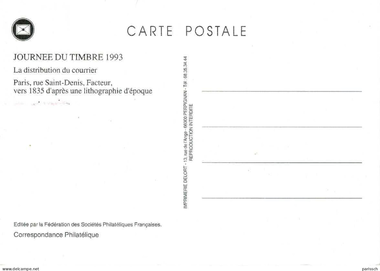 Carte Journée Du Timbre - Facteur Et Vélo - 1993 - Tag Der Briefmarke