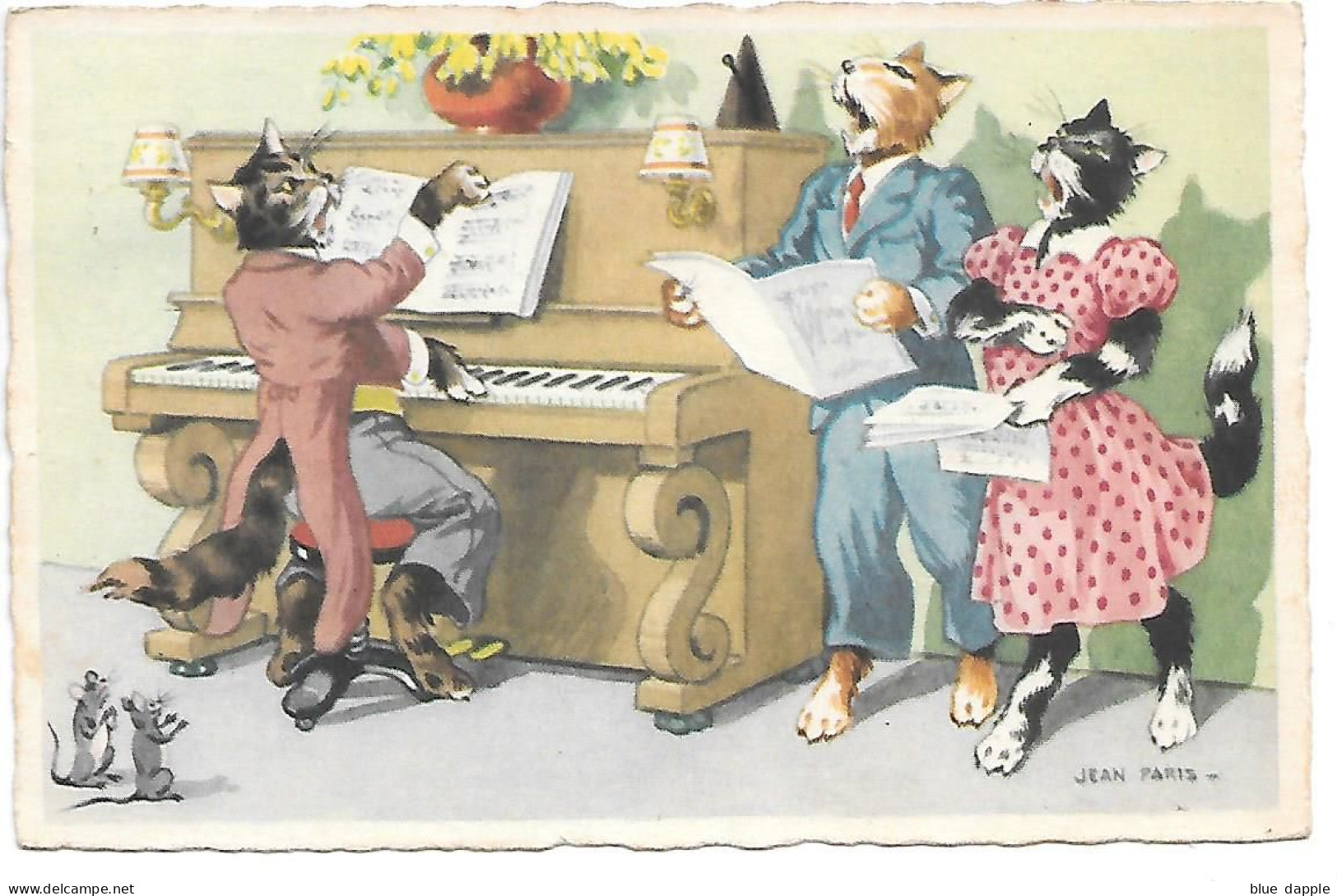 Illustrator - Jean Paris - Cat, Chat, Katze, Gatto, Humanized, Humanisé, Umanizzato, Dressed, Habillé, Piano, Mouse - Petersen, Hannes