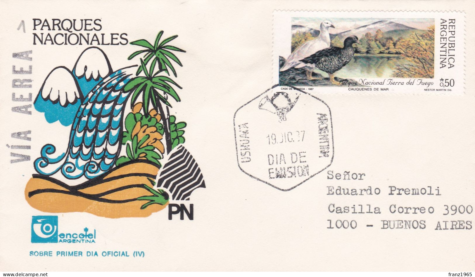 Parque Nacional Tierra Del Fuego - 1987 - FDC