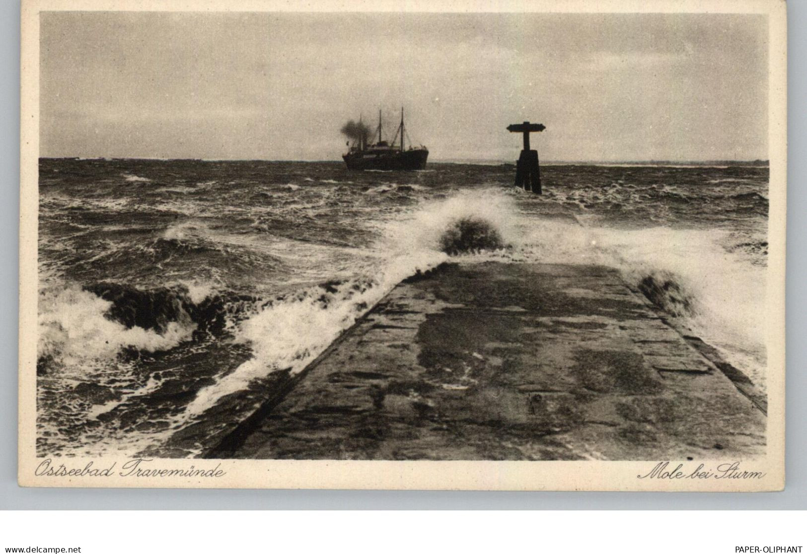 2400 LÜBECK - TRAVEMÜNDE, Mole Bei Sturm, Verlag Gärtner - Luebeck-Travemuende