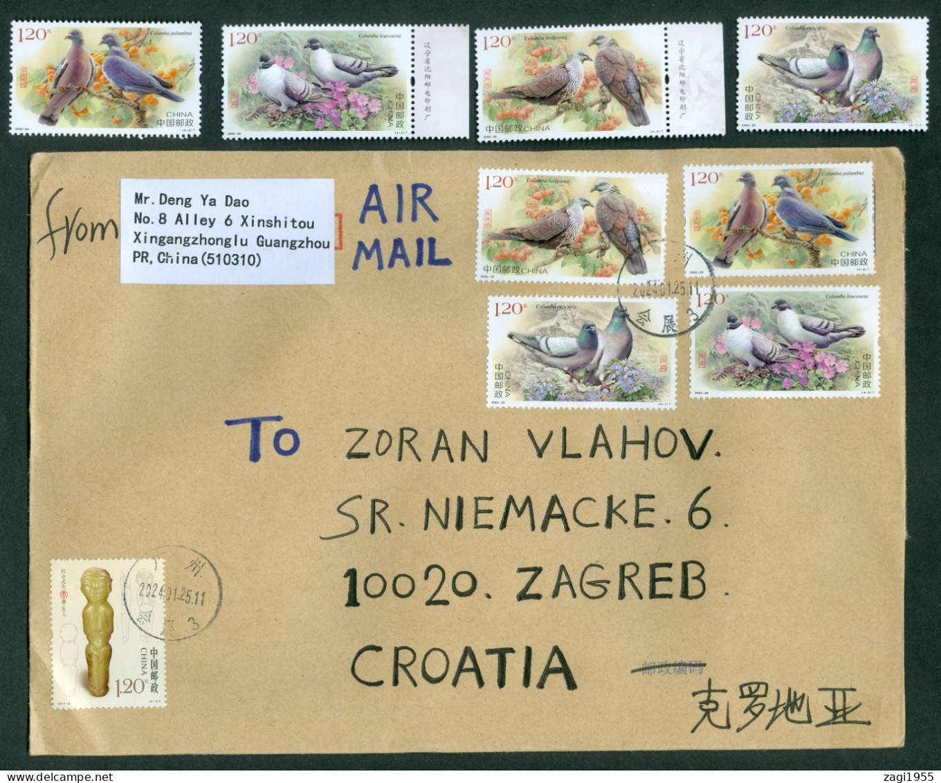 China 2022 Pigeon Dove Postal Traffic Letter - Brieven En Documenten