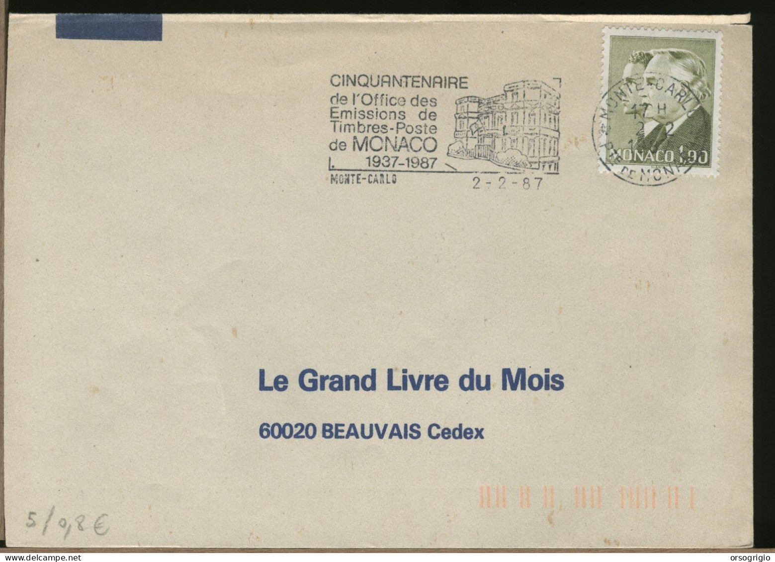 MONACO - MONTE-CARLO - 1987 -  CINQUANTENAIRE OFFICE EMISSIONS De TIMBRES POSTE - Cartas & Documentos