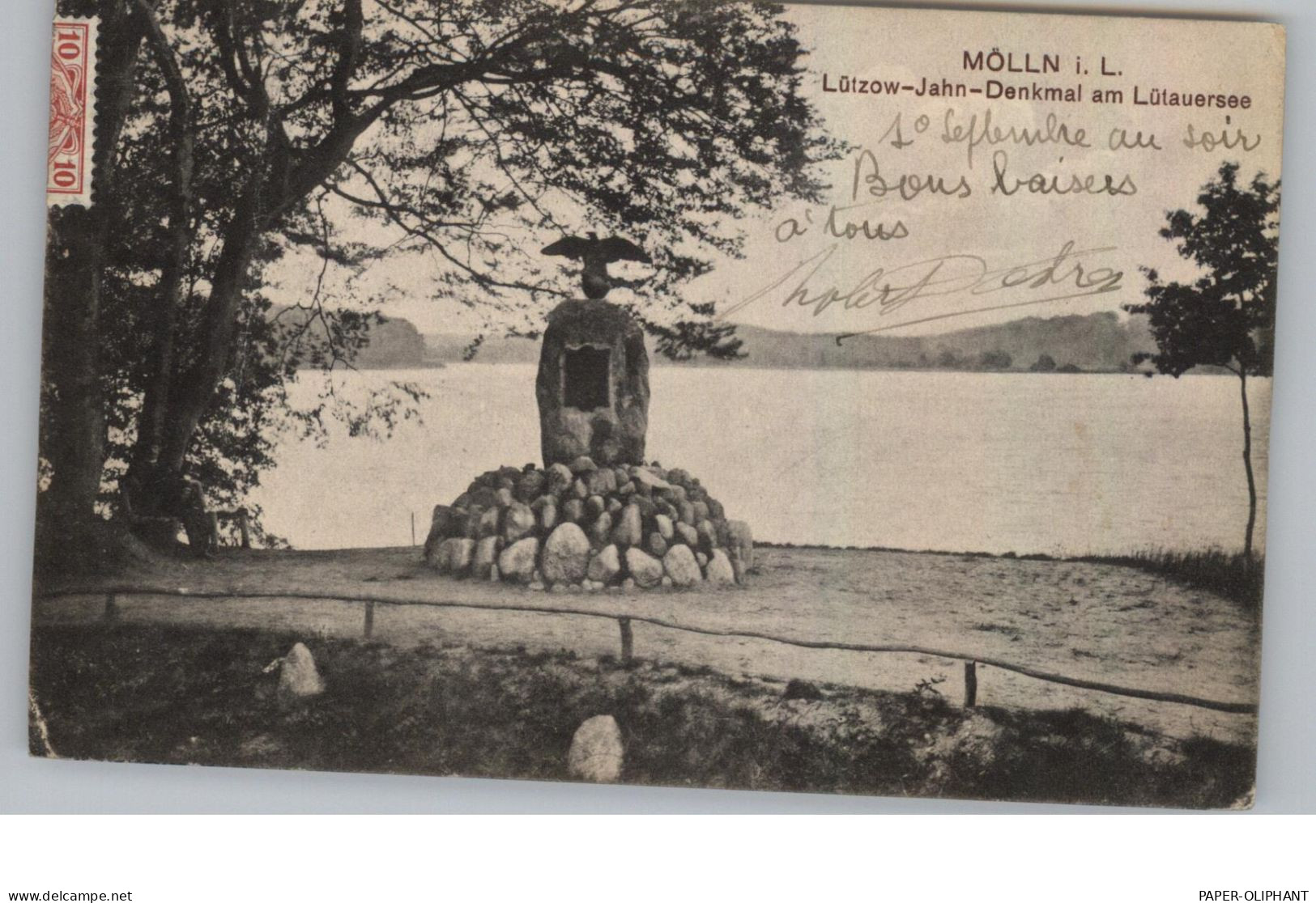 2410 MÖLLN, Lützow - Jahn - Denkmal Am Lütauersee, 1910 - Moelln