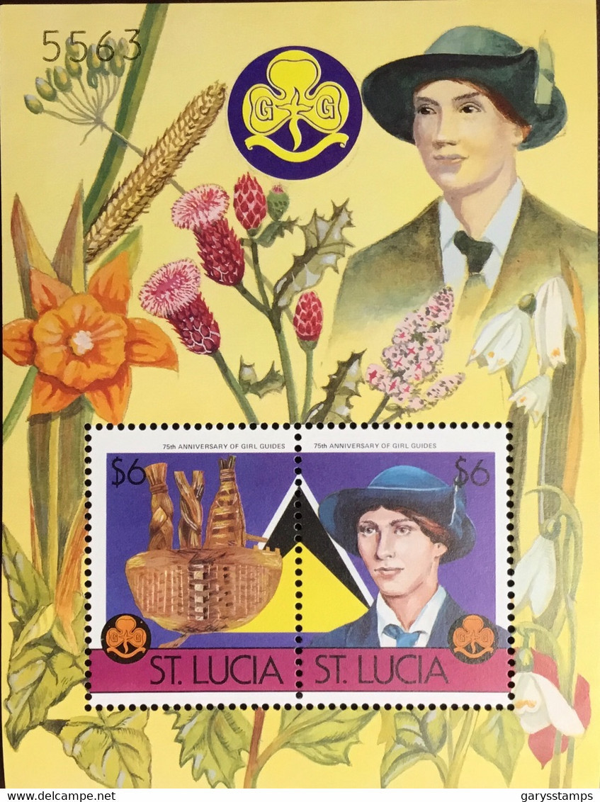 St Lucia 1986 Girl Guides Flowers Minisheet MNH - St.Lucie (1979-...)