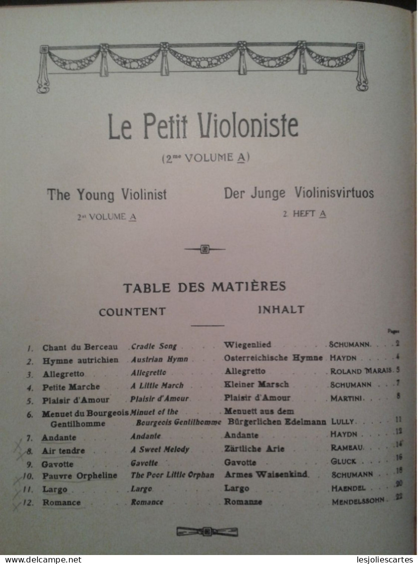 LE PETIT VIOLONISTE 2EME VOLUME A COLLECTION DE MORCEAUX POUR VIOLON ET PIANO PARTITION EDITION DELRIEU - Bowed Instruments