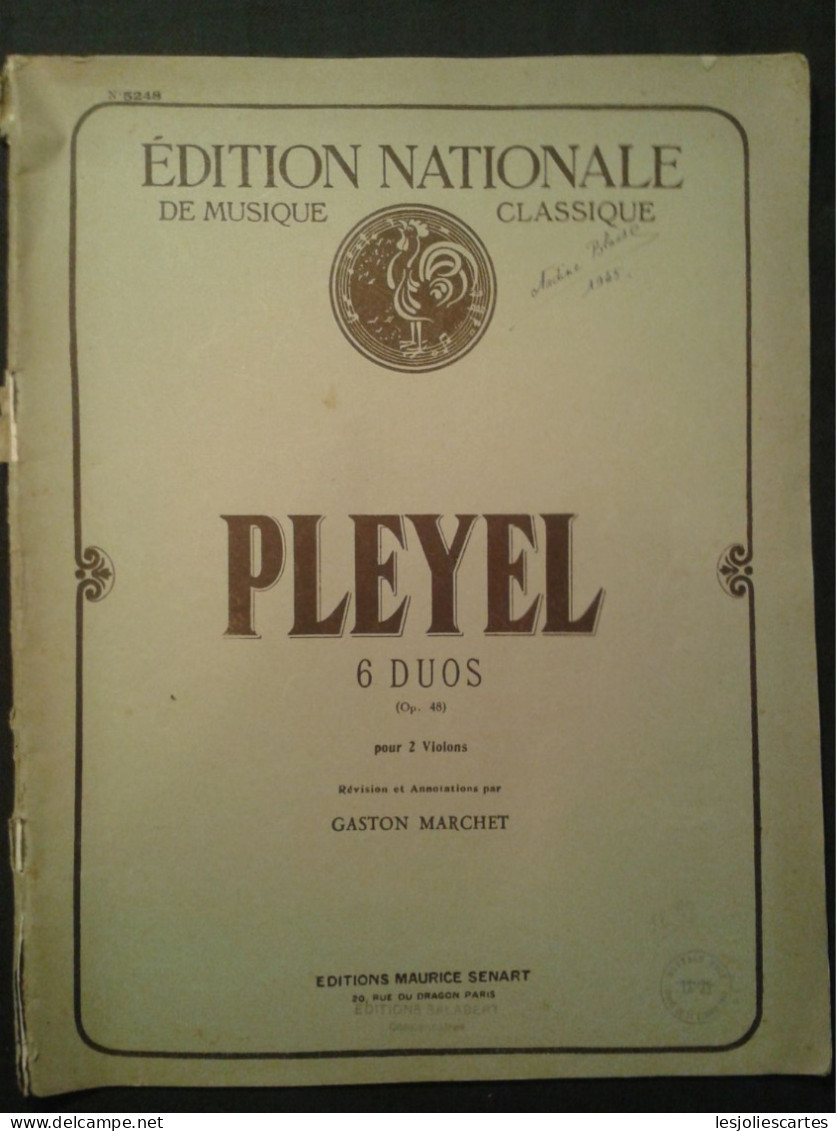 PLEYEL 6 DUOS OP 48 POUR DEUX VIOLONS PARTITION EDITION MARCHET - Instruments à Cordes