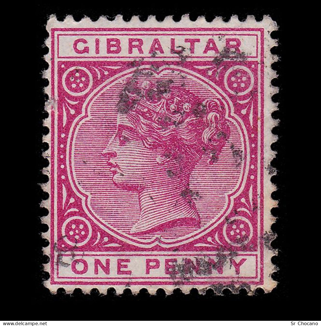 GIBRALTAR STAMP.QV.1887.1d Rose.SG 9.USED. - Gibraltar