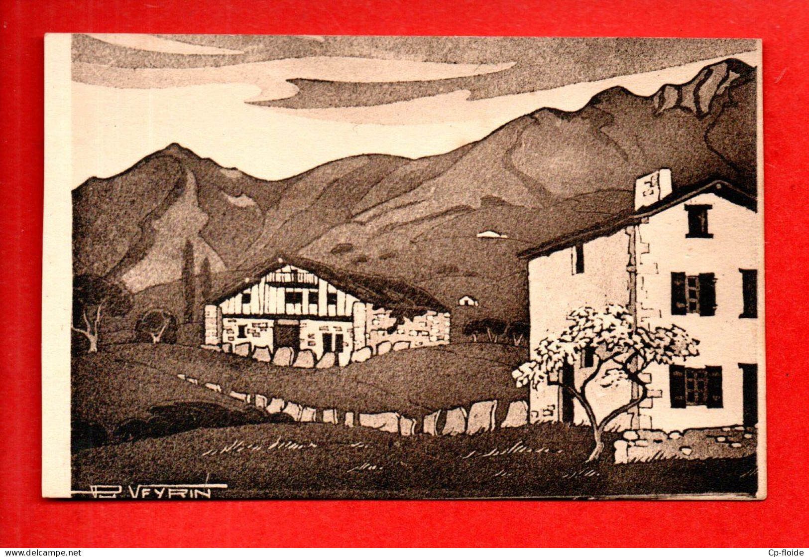 64 - SARE . PAYS BASQUE . PAYSAGE DE PRINTEMPS À SARE . D'APRÈS LE DESSIN DE PHILIPPE VEYRIN - Réf. N°38605 - - Sare