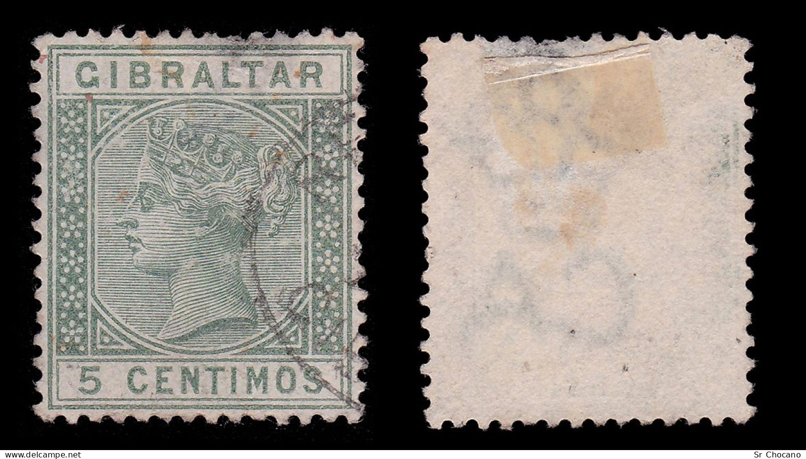 GIBRALTAR STAMP.1889.QV.5c.SG 22.USED.Crown CA. - Gibraltar