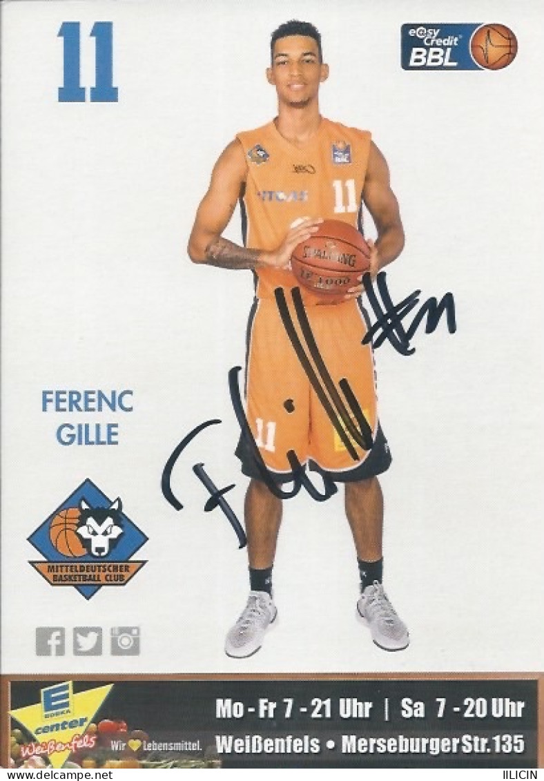 Trading Cards KK000601 - Basketball Germany Mitteldeutscher Weissenfels 10.5cm X 15cm HANDWRITTEN SIGNED: Ferenc Gille - Abbigliamento, Souvenirs & Varie