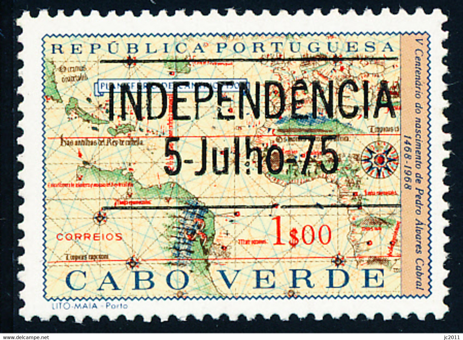 Cabo Verde - 1975 - Independence - 1968 Type / Cantino's Map - MNH - Cap Vert