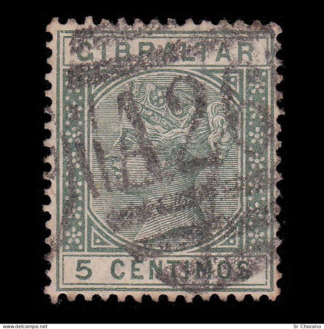 GIBRALTAR STAMP.1889.QV.5c.SG 22.cancell A26. - Gibraltar