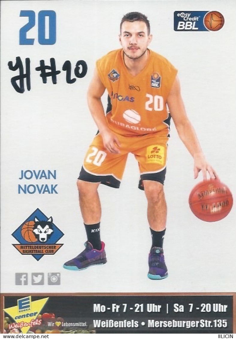 Trading Cards KK000603 - Basketball Germany Mitteldeutscher Weissenfels 10.5cm X 15cm HANDWRITTEN SIGNED: Jovan Novak - Bekleidung, Souvenirs Und Sonstige