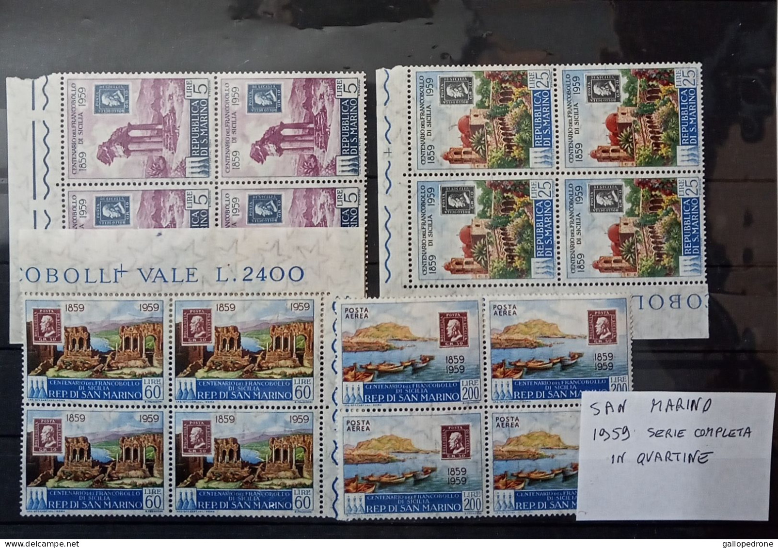 1959 San Marino, Serie Completa In Quartina-Francobolli Nuovi 32 Valori-MNH ** - Unused Stamps