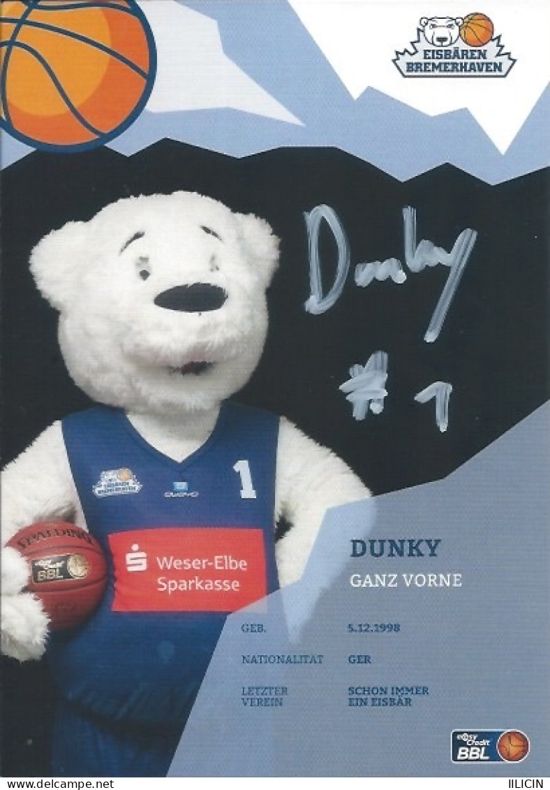 Trading Cards KK000607 - Basketball Germany Eisbären Bremerhaven 10.5cm X 15cm: Dunky - Apparel, Souvenirs & Other