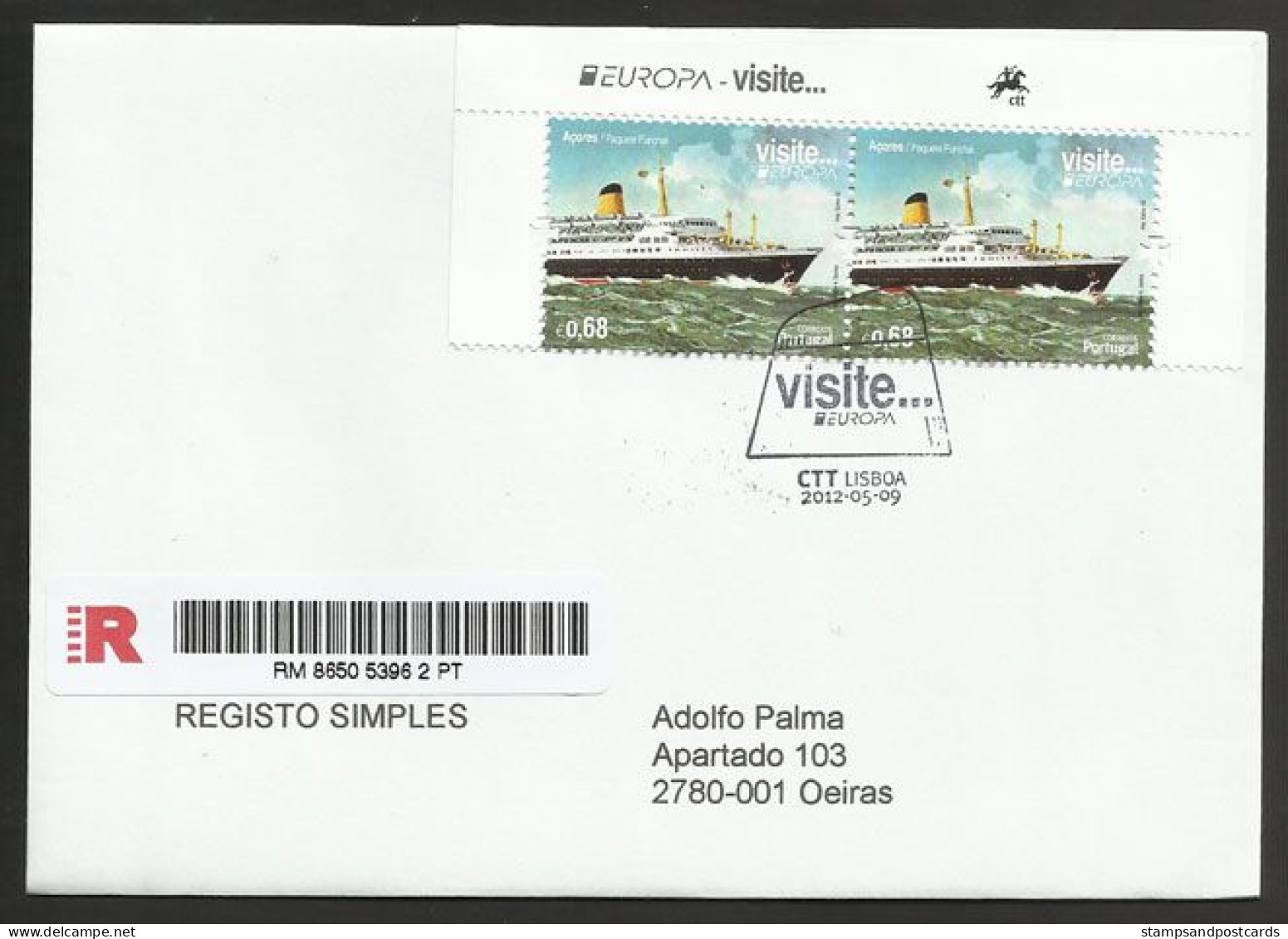 Portugal Açores Europa CEPT 2012 Paquebot Funchal Bateau FDC Recommandée Portugal Azores Cruise Ship R FDC - 2012