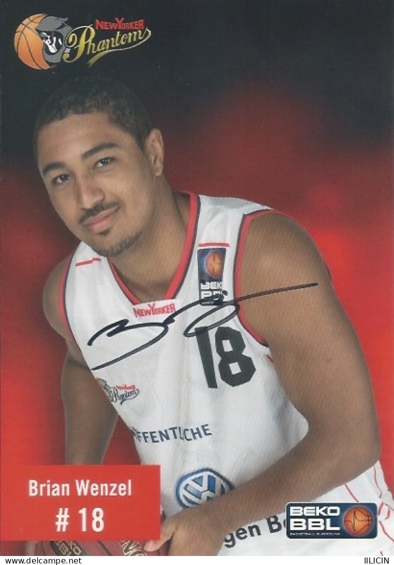 Trading Cards KK000616 Basketball Germany New Yorker Phantoms Braunschweig 10.5x15cm HANDWRITTEN SIGNED: Brian Wenzel - Habillement, Souvenirs & Autres