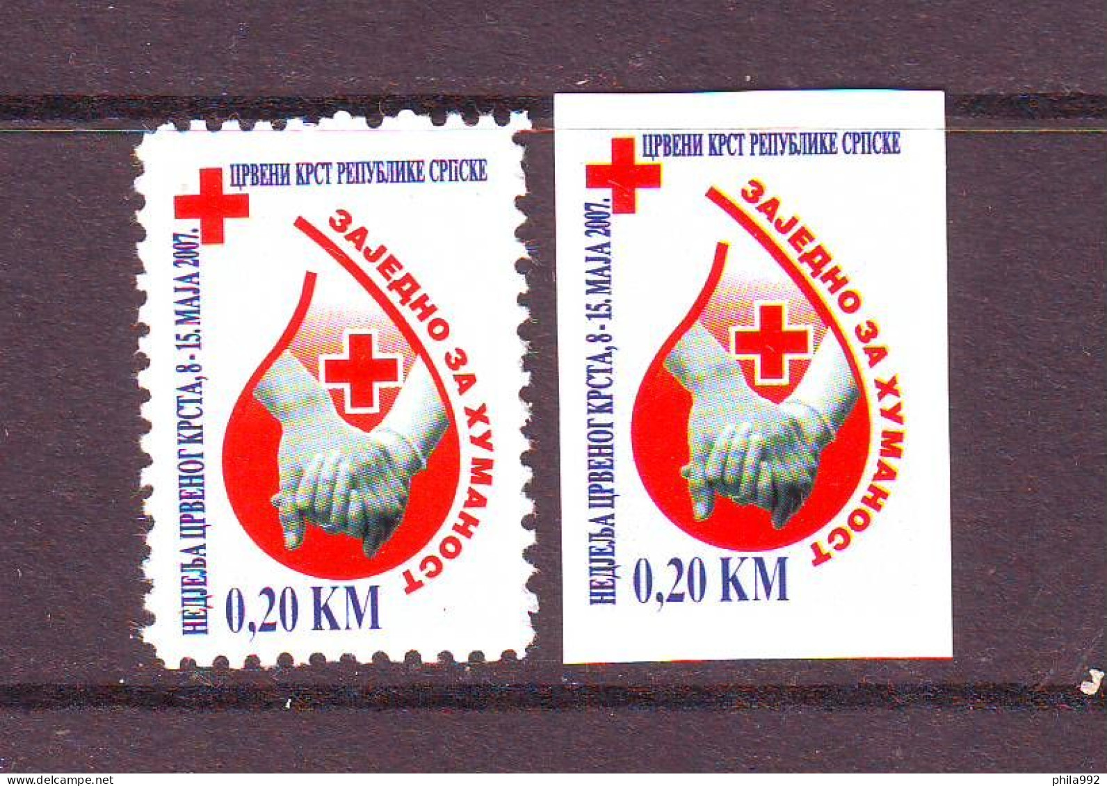 Bosnia:Republika Srpska 2007 Charity Stamp Red Cross  Mi.No. 20A+B   MNH - Bosnia Erzegovina