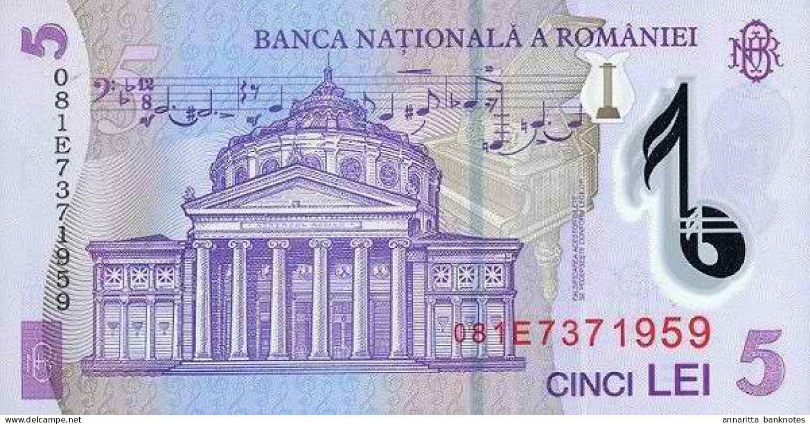 Romania 5 Lei 2005 (2008), UNC (P-118c, B-279d) - Roemenië