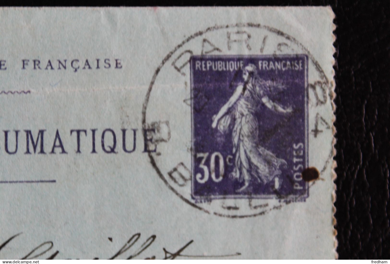 1911 CARTE PNEUMATIQUE 30C VIOLET TYPE SAGE CAD PARIS 84 R. BALLU / CAD PARIS 62 R ST-FERDINAND 29 Du 6 1911 - Telegraaf-en Telefoonzegels