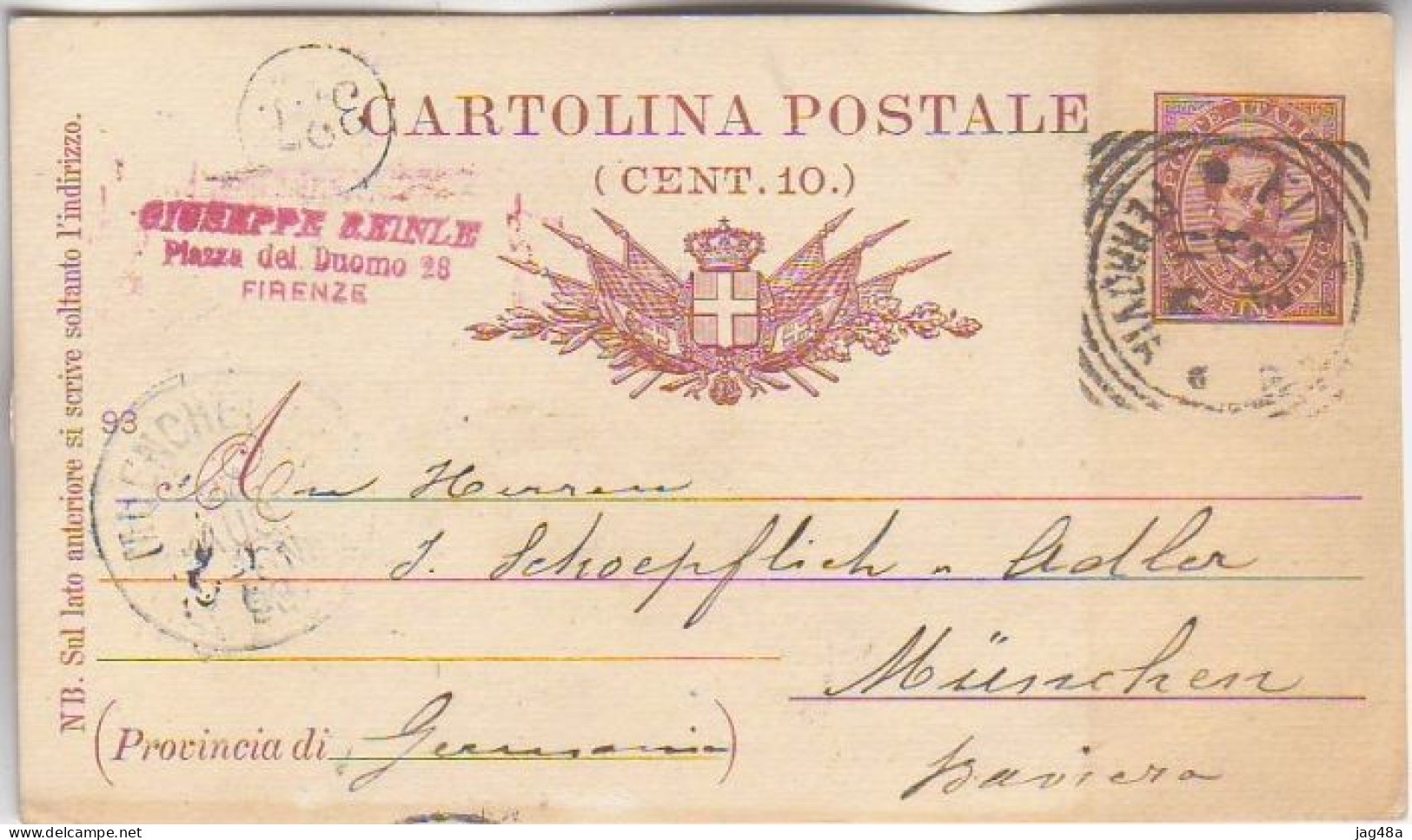 ITALY. 1893/Firenze, PS Card/Railway-Station-Post. - Entero Postal