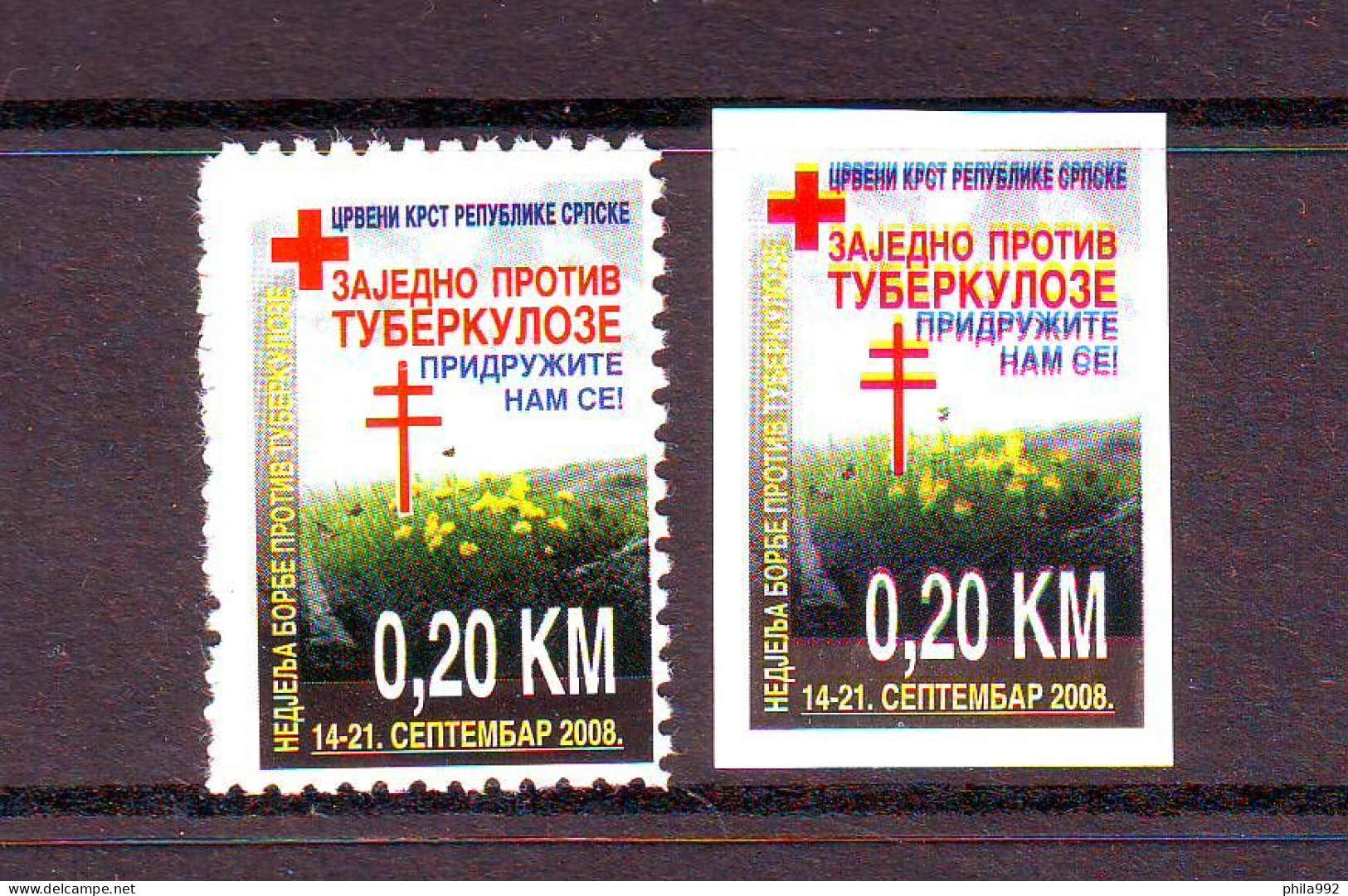 Bosnia:Republika Srpska 2008 Charity Stamp Red Cross TBC  Mi.No. 23A+B  MNH - Bosnia Erzegovina