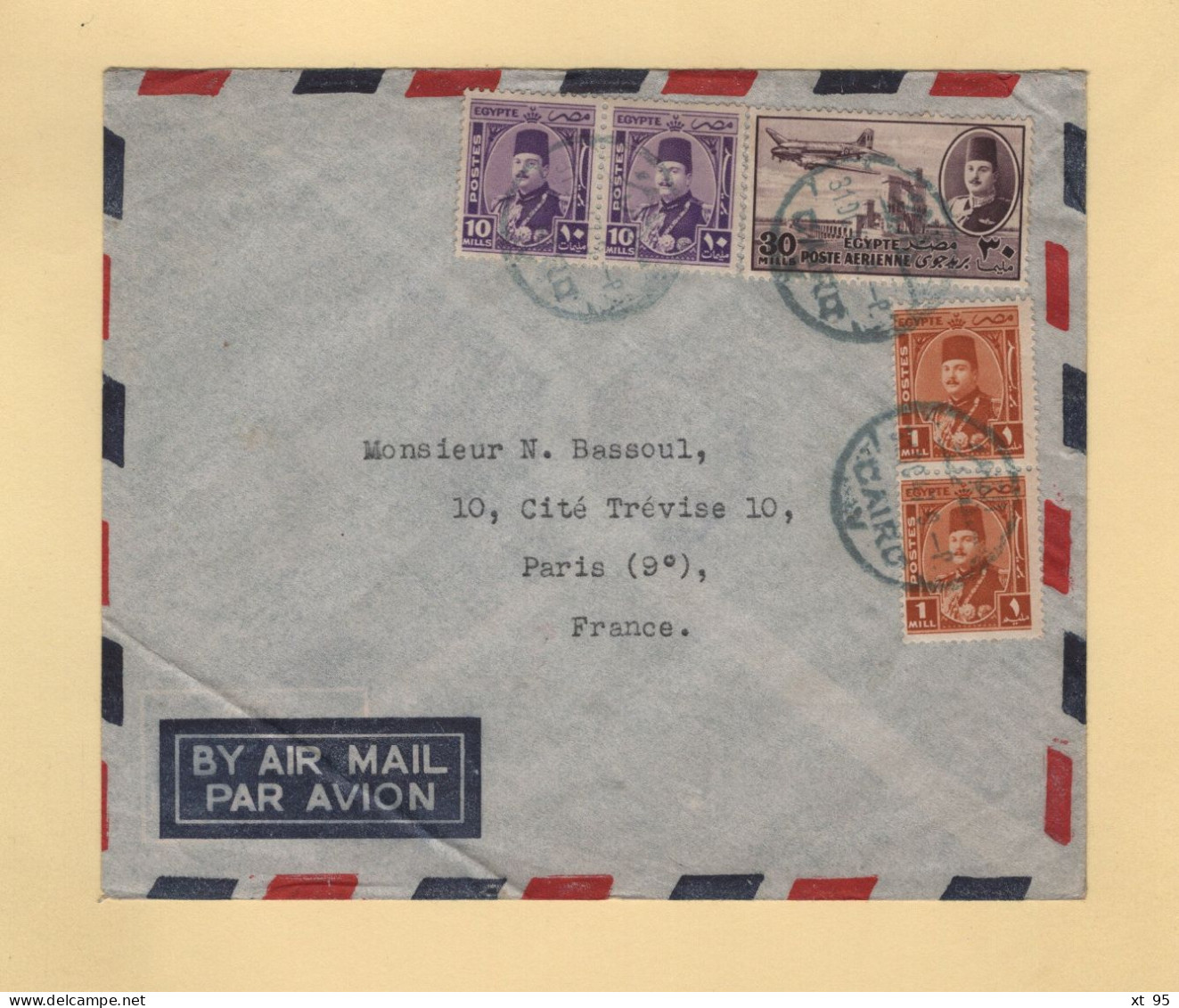 Egypte - Le Caire Par Avion Destination France - 1959 - Censure - Briefe U. Dokumente