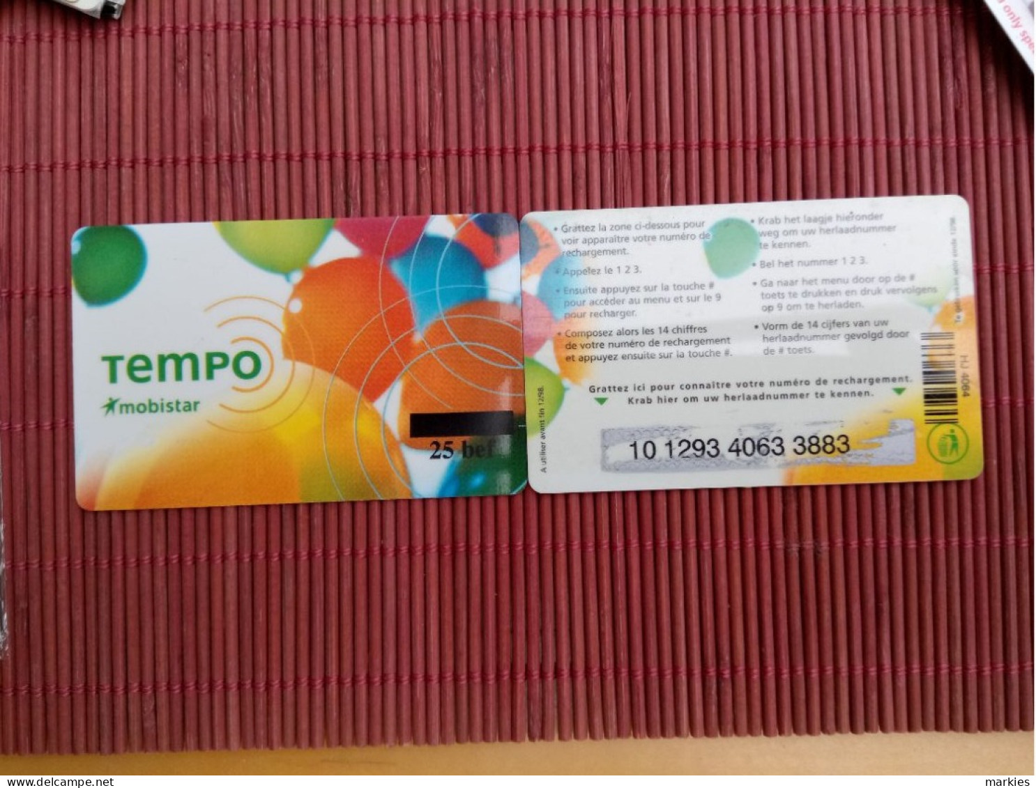 1 Prepaidcard  Tempo Promo Edition 25 BEF Used Rare ! - [2] Prepaid & Refill Cards