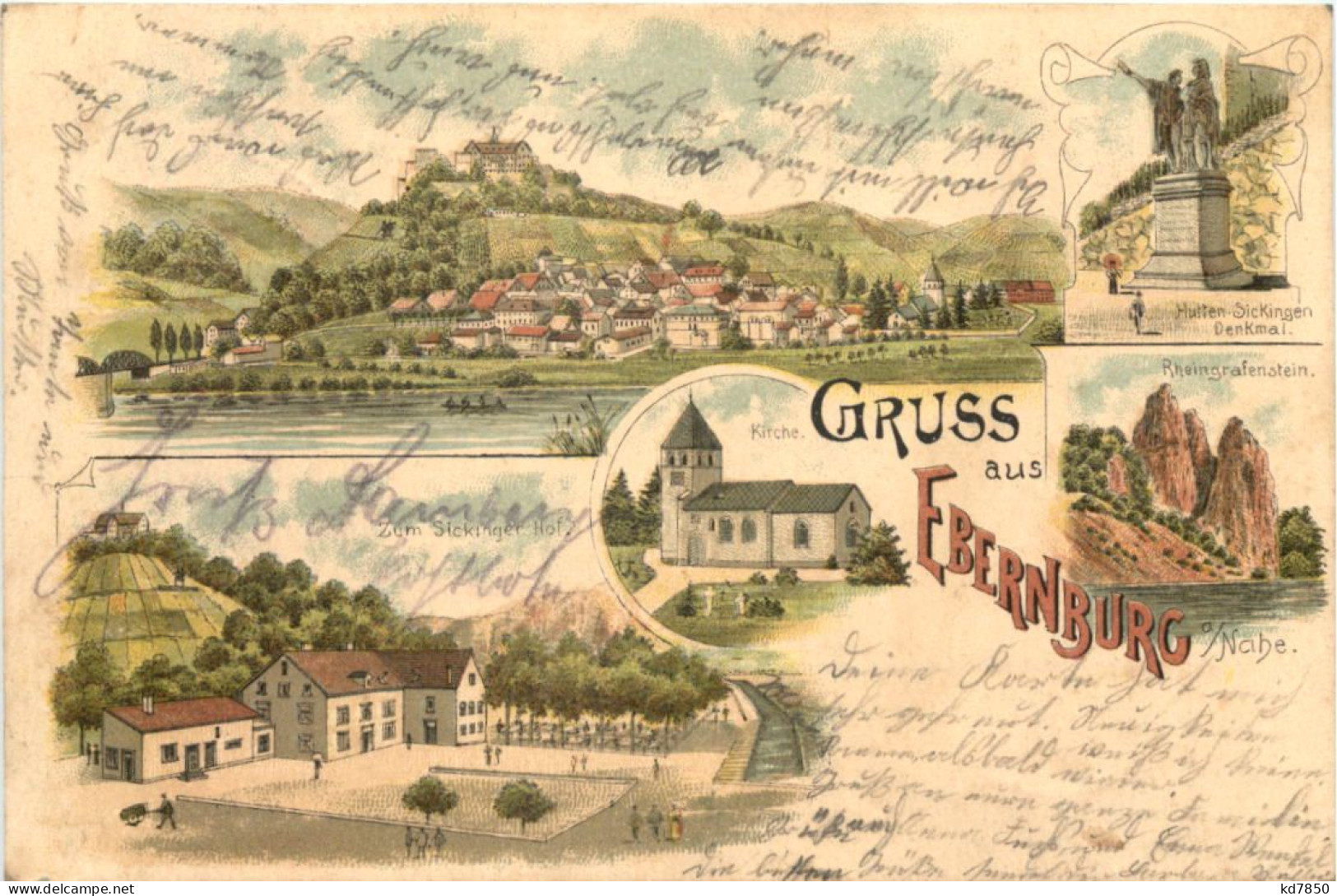 Gruss Ebernburg Nahe - Litho - Bad Muenster A. Stein - Ebernburg