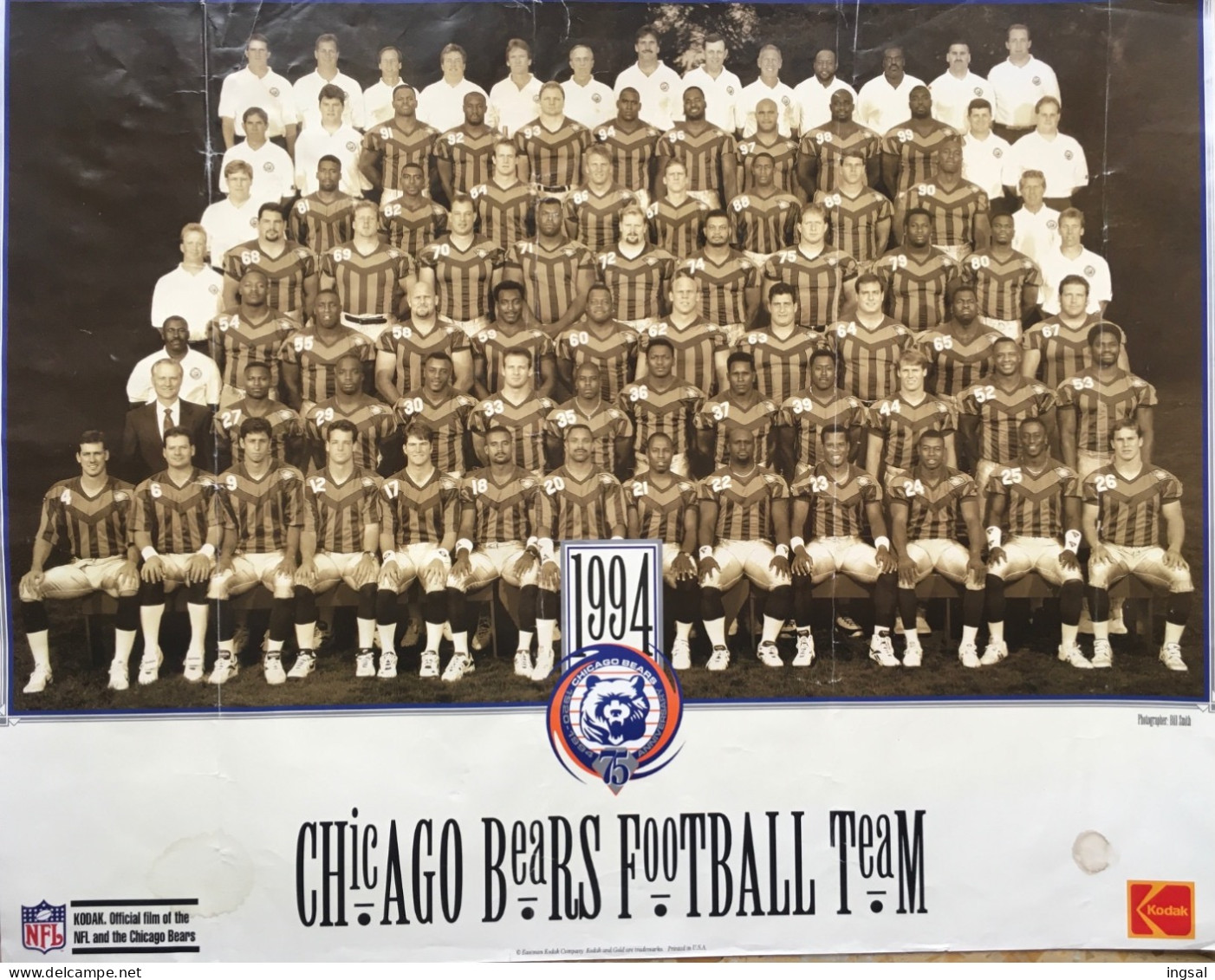 “ CHICAGO BEARS “  Football Team 1994…....Sport MINI Poster.....22 Inches X 17 3/4 Inches - Andere & Zonder Classificatie