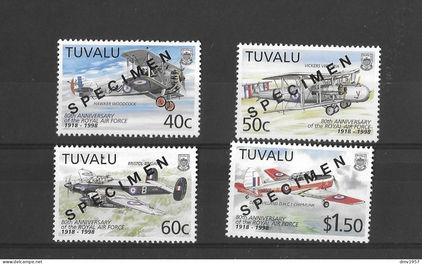 Tuvalu 1998 MNH 80th Anniv Of Royal Air Force Opt Specimen Sg 804/7 - Tuvalu (fr. Elliceinseln)