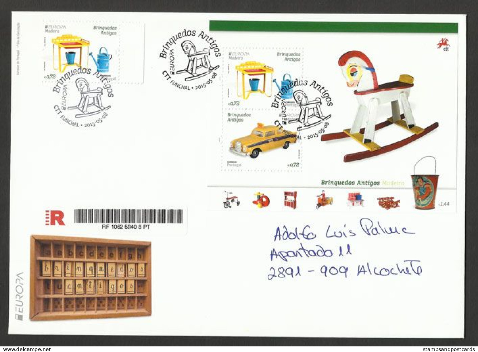 Portugal Madère Madeira Europa CEPT 2015 FDC Recommandée  Bloc Vieux Jouets Cheval Voiture Taxi S/s R FDC Old Toys Horse - 2015