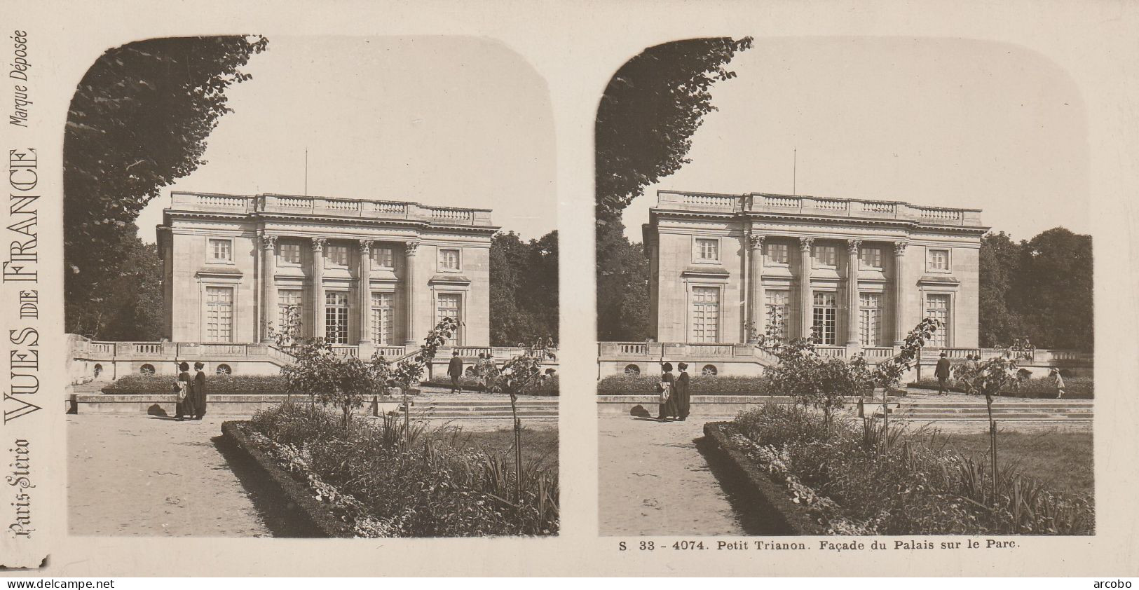 Paris Stereo Versailles Petit Trianon - Facade Du Palais Sur Le Parc - Stereoscope Cards