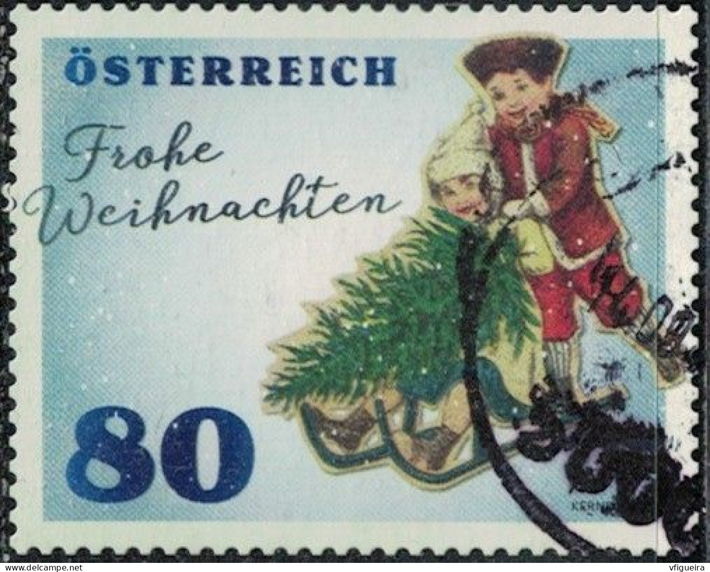 Autriche 2019 Oblitéré Used Joyeux Noël Enfants Avec Luge Et Sapin Y&T AT 3342 SU - Used Stamps