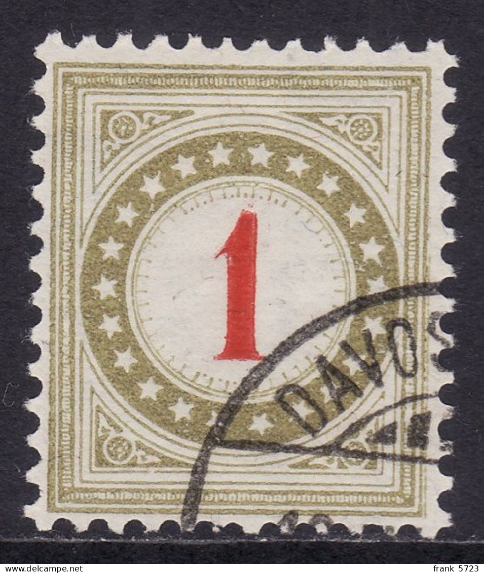 Schweiz: Portomarke SBK-Nr. 23BK (Rahmen Bräunlicholiv, Wasserzeichen Kreuz, 1908-1909) Gestempelt - Postage Due