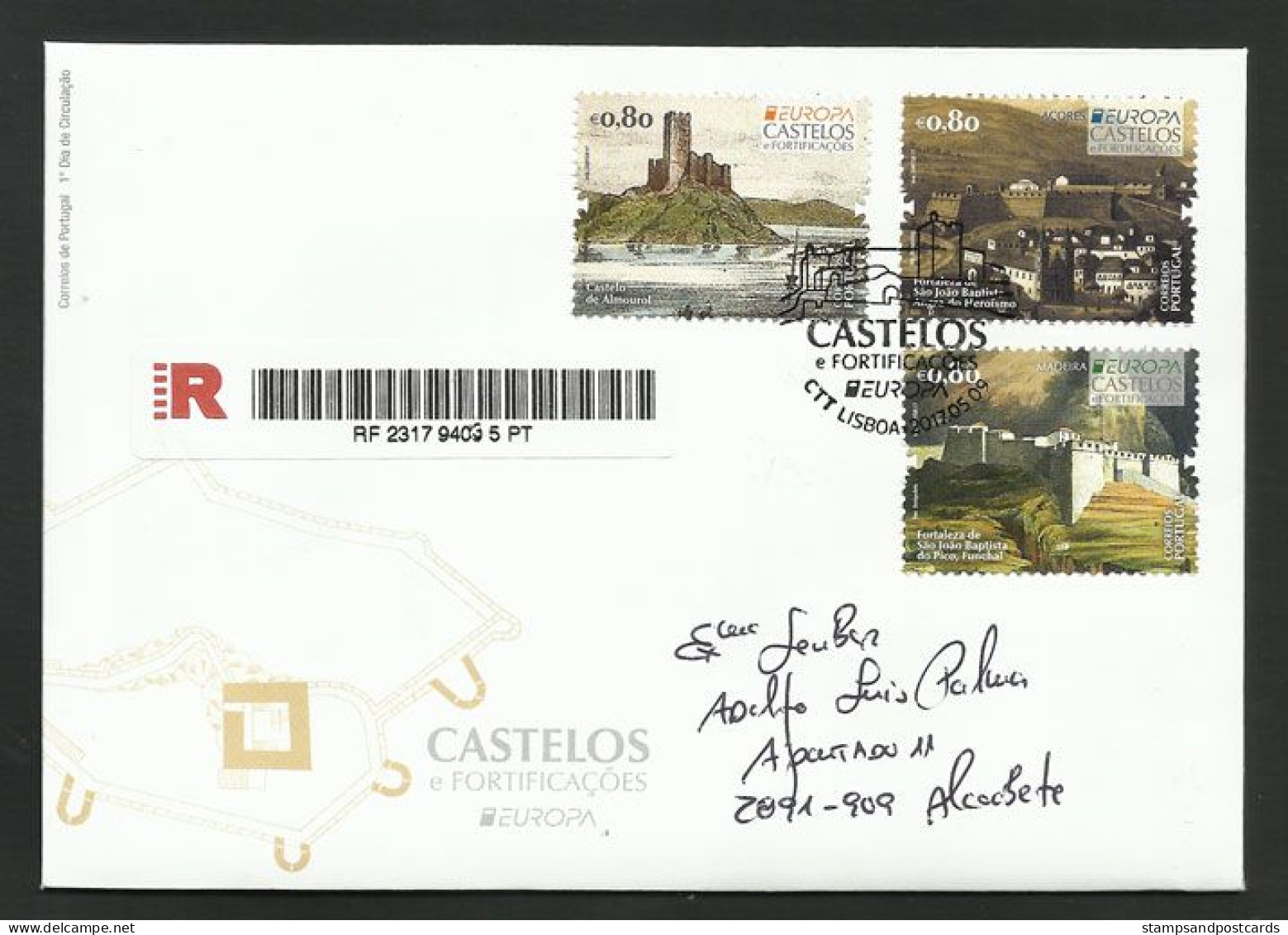 Portugal Açores Madère Europa CEPT 2017 Châteaux Et Fortifications FDC Recommandée R FDC Azores Madeira Castles - FDC