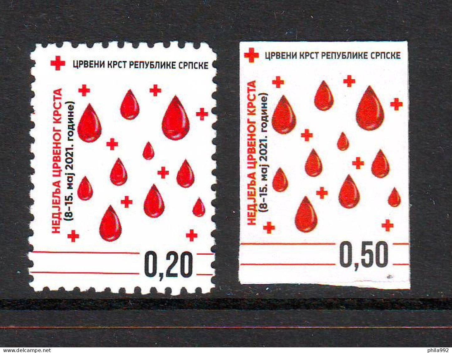 Bosnia:Republika Srpska 2021 Charity Stamp Red Cross   Mi.No. 48A+self Adhesive 0.50 MNH - Bosnia Erzegovina