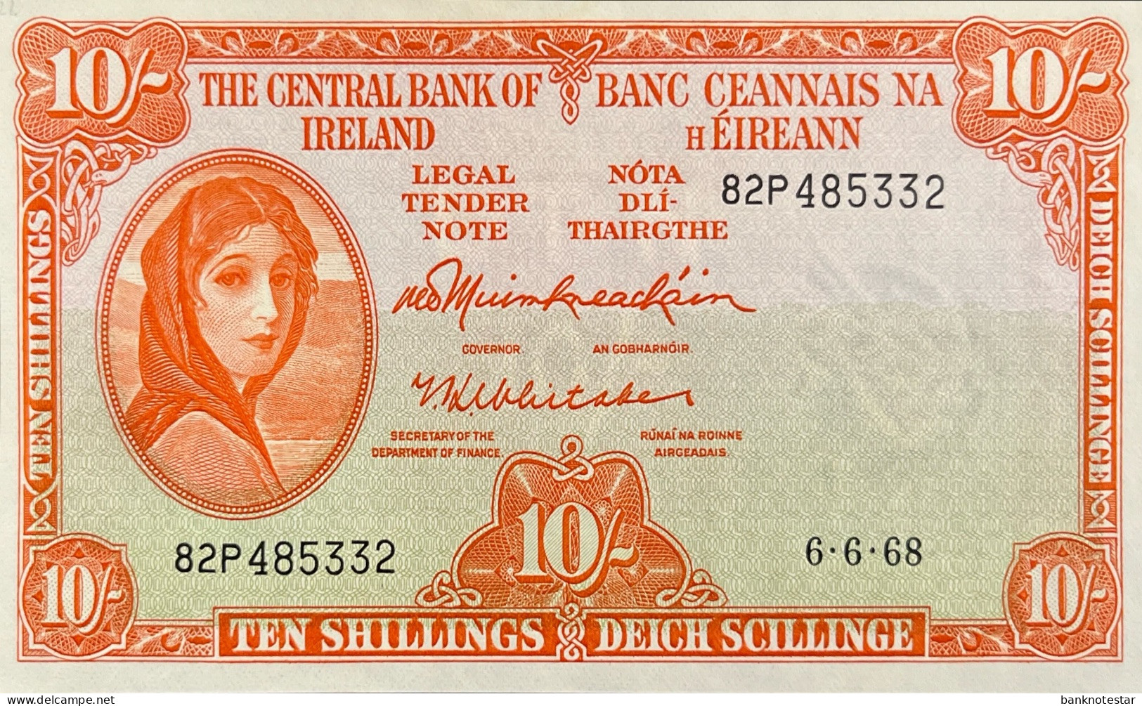 Ireland 10 Shillings, P-63 (06.06.1968) - UNC - Ierland