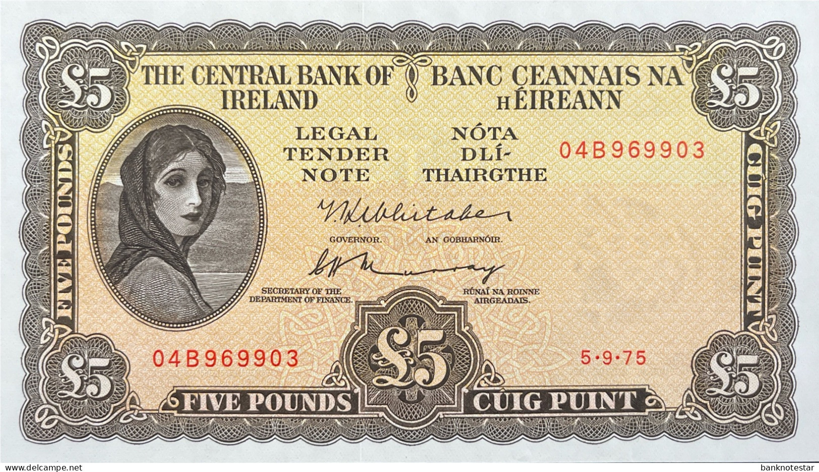 Ireland 5 Pounds, P-65c (05.09.1975) - UNC - Irland