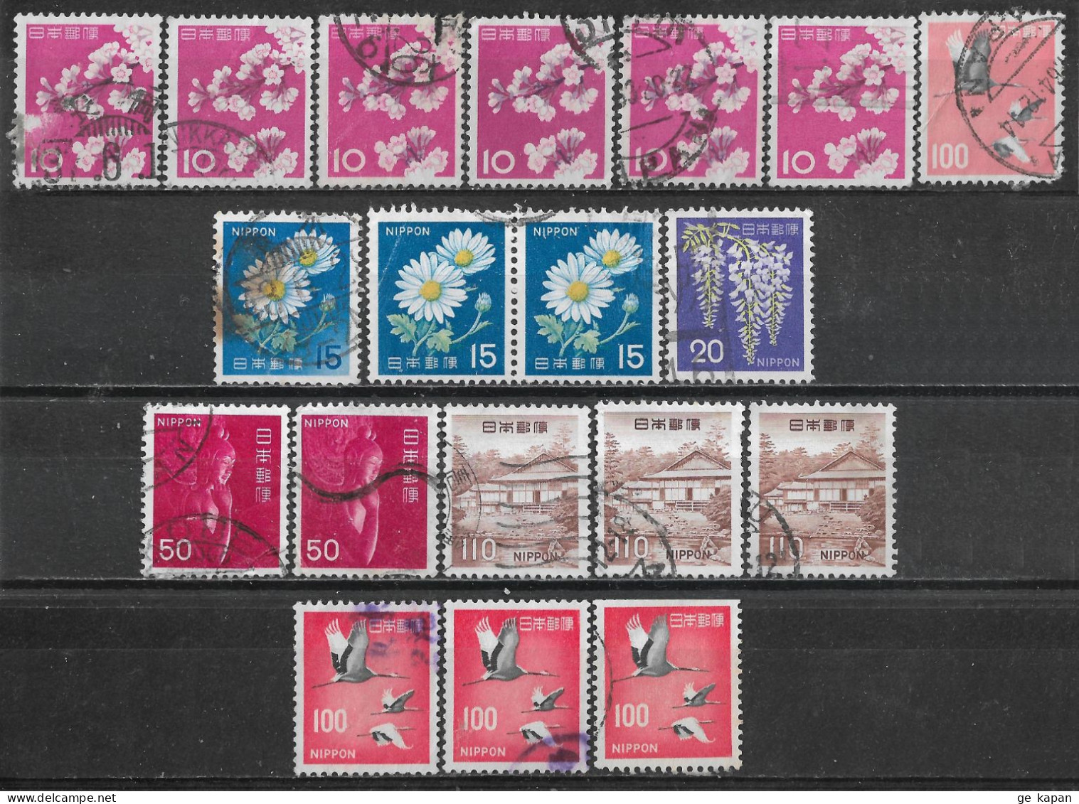 1961-1968 JAPAN Set Of 19 Used Stamps (Michel # 758A,764,930A,931A,932,937,943,1007A) CV €4.70 - Used Stamps