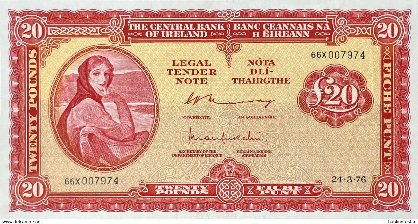 Ireland 20 Pounds, P-67c (10.02.1975) - XF+ - RARE - Ierland