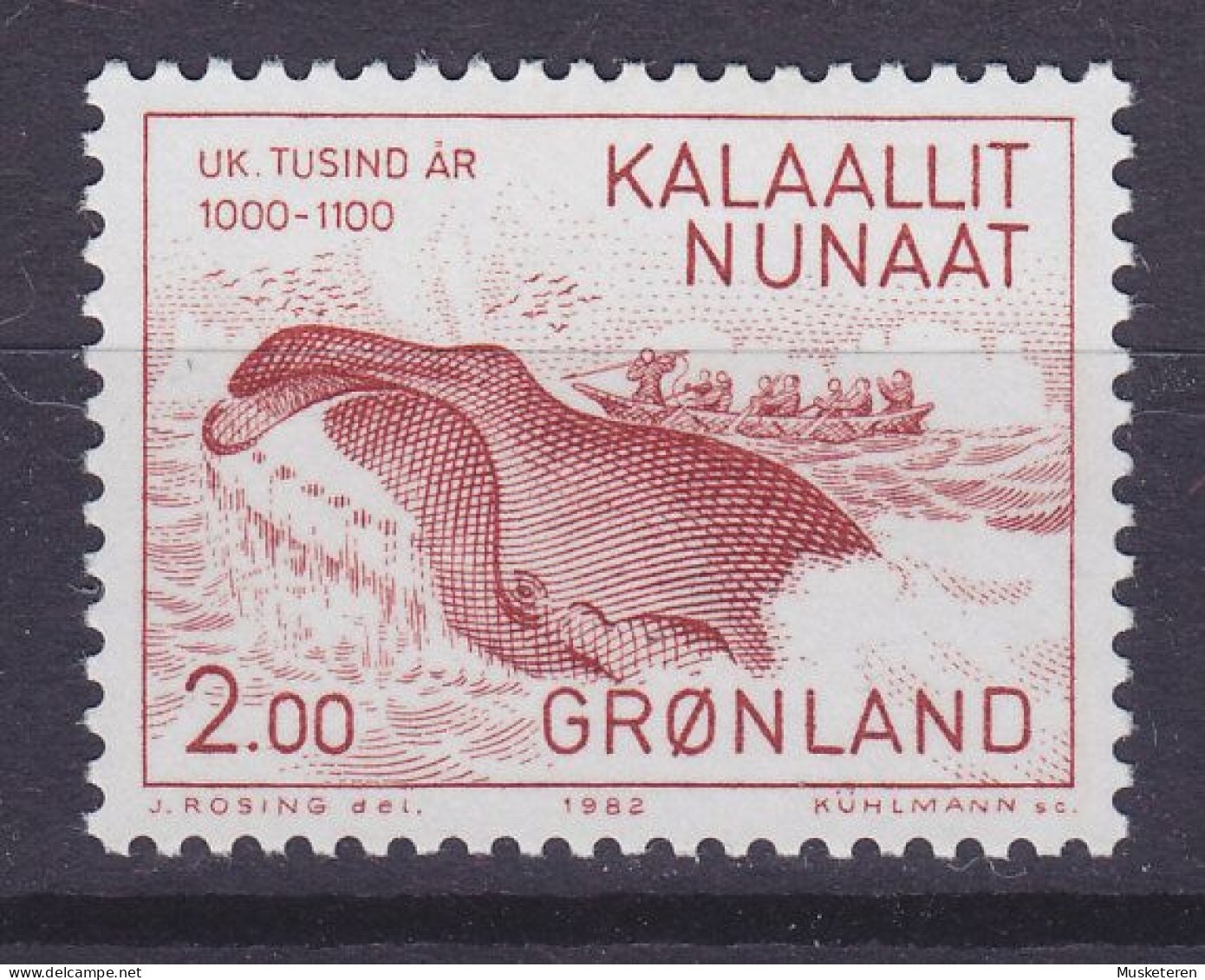 Greenland 1982 Mi. 138, 2.00 Kr Thule-Kultur Walfang Whale Wal, MNH** - Ungebraucht