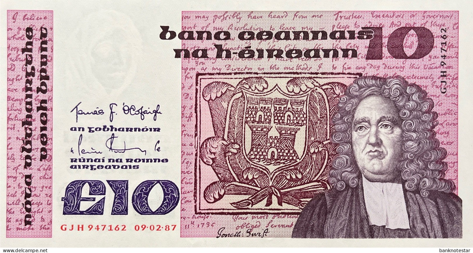 Ireland 10 Pounds, P-72b (09.02.1987) - UNC - Ierland