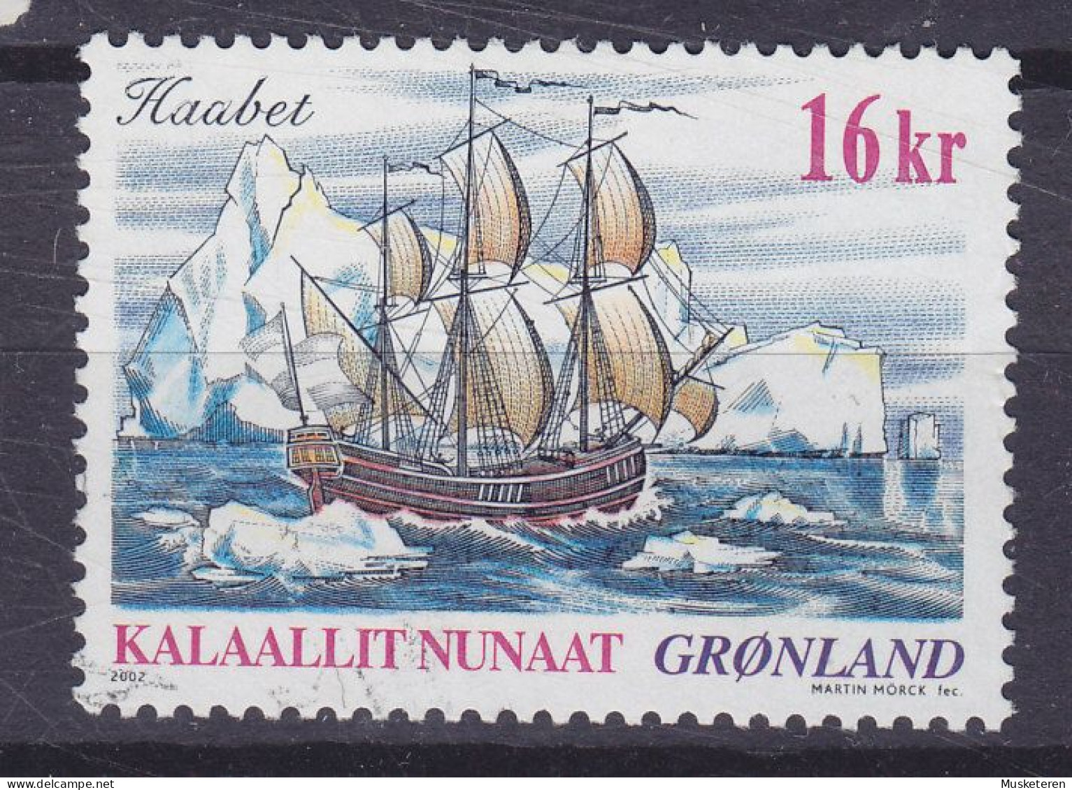 Greenland 2002 Mi. 384, 16 Kr. Grönländische Schifffahrt (I) Kreier 'Haabet' Schiff Von Hans Egede Missionary - Gebruikt