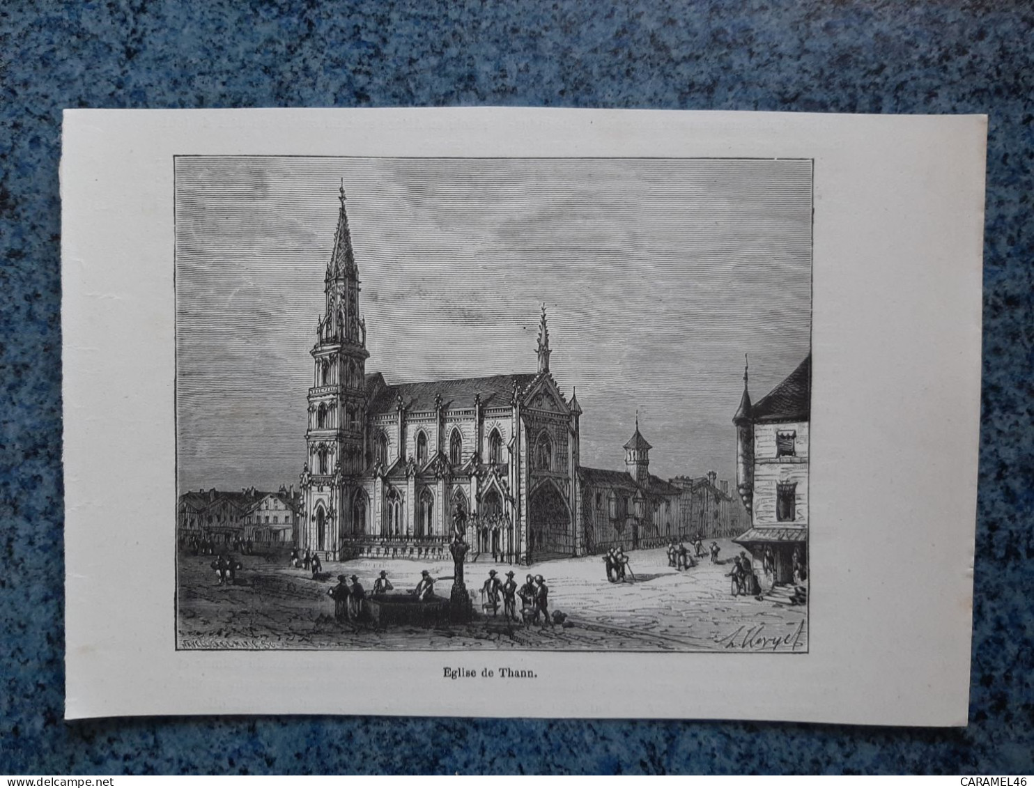 AFFICHE  - DESSIN   -  EGLISE DE THANN      DEP  68    ( HAUT-RHIN ) - Affiches