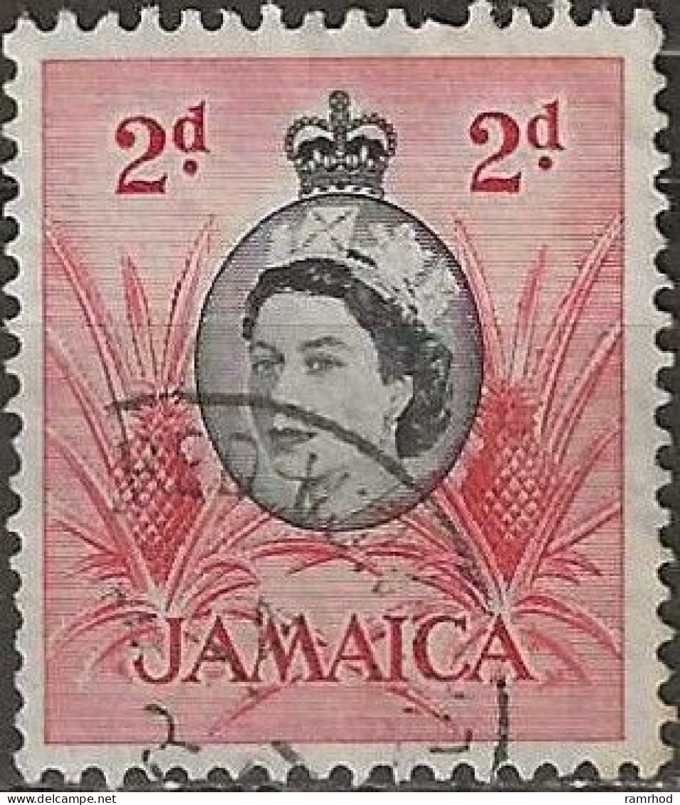 JAMAICA 1956 Queen Elizabeth II - Pineapples - 2d. - Black And Red FU - Jamaica (...-1961)