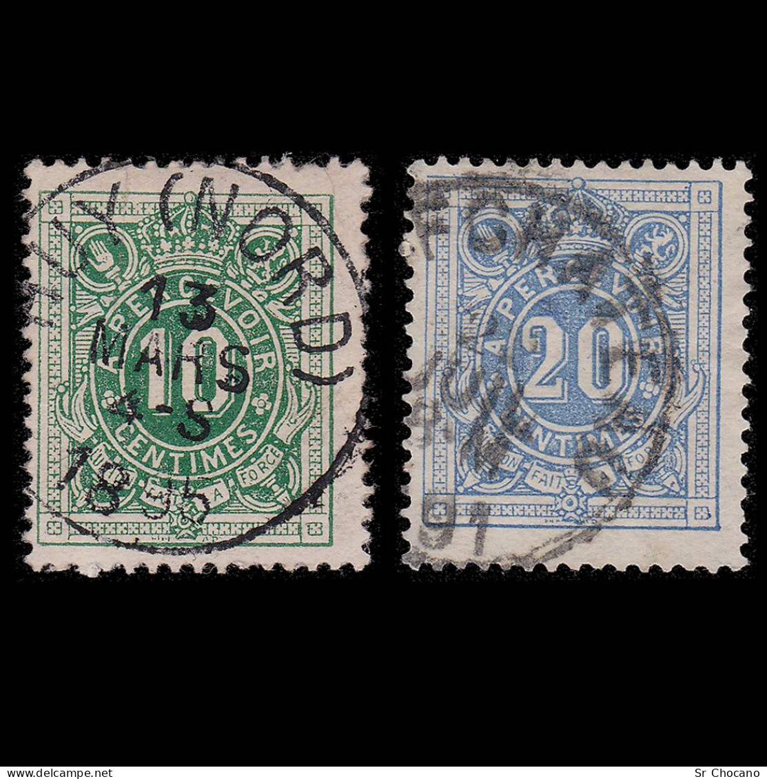 BELGIUM POSTAGE DUE STAMPS.1870.10c-20c.SCOTT J1-J2.USED. - Franqueo