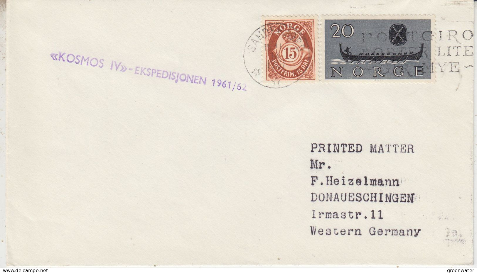 Norway  Cover Kosmos IV Ekspedisjonen 1961/1962 (FG172) - Arctic Expeditions