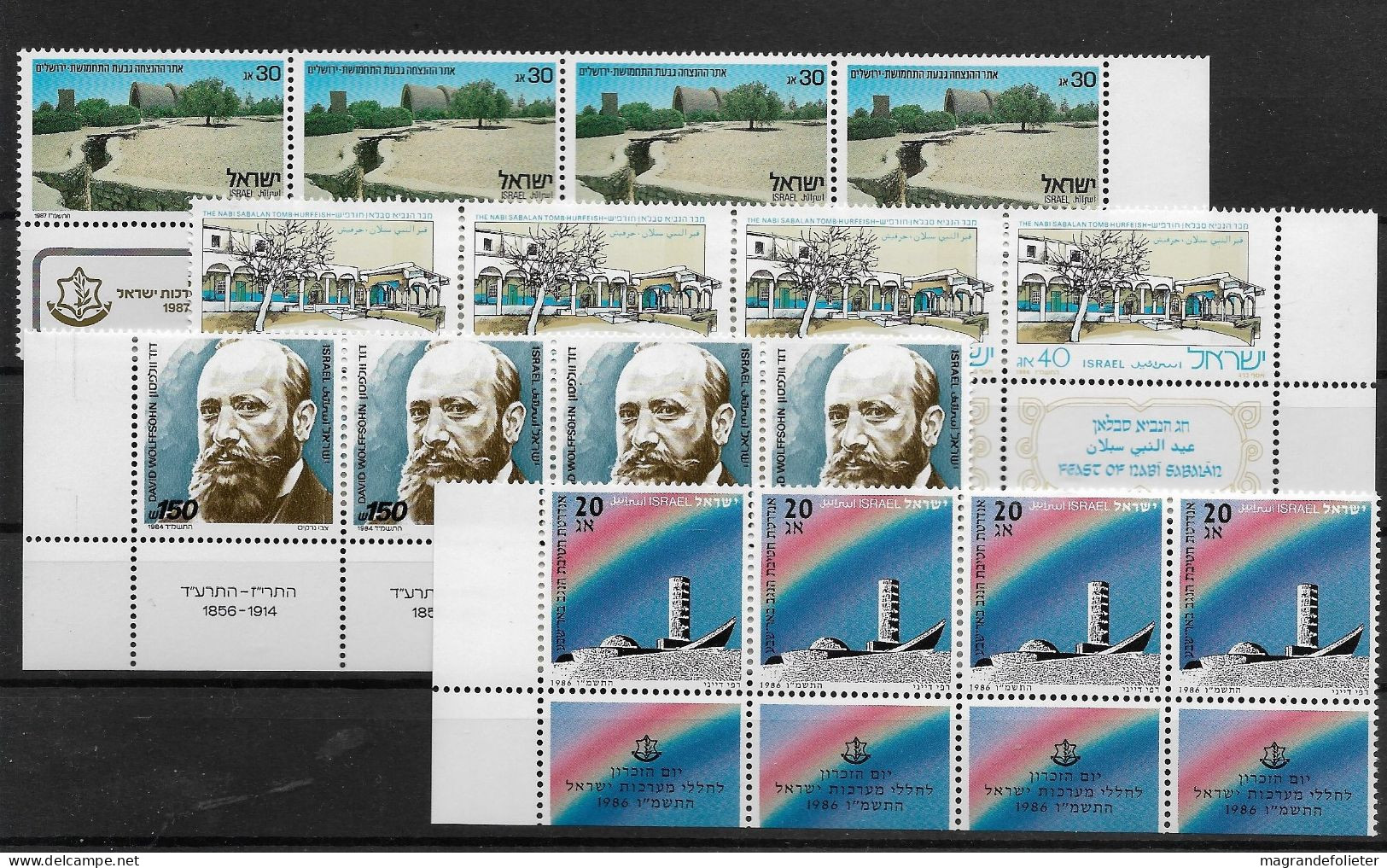 TIMBRE STAMP ZEGEL ISRAËL PETIT LOT 4 X 918-982 1003 978  XX - Unused Stamps (with Tabs)